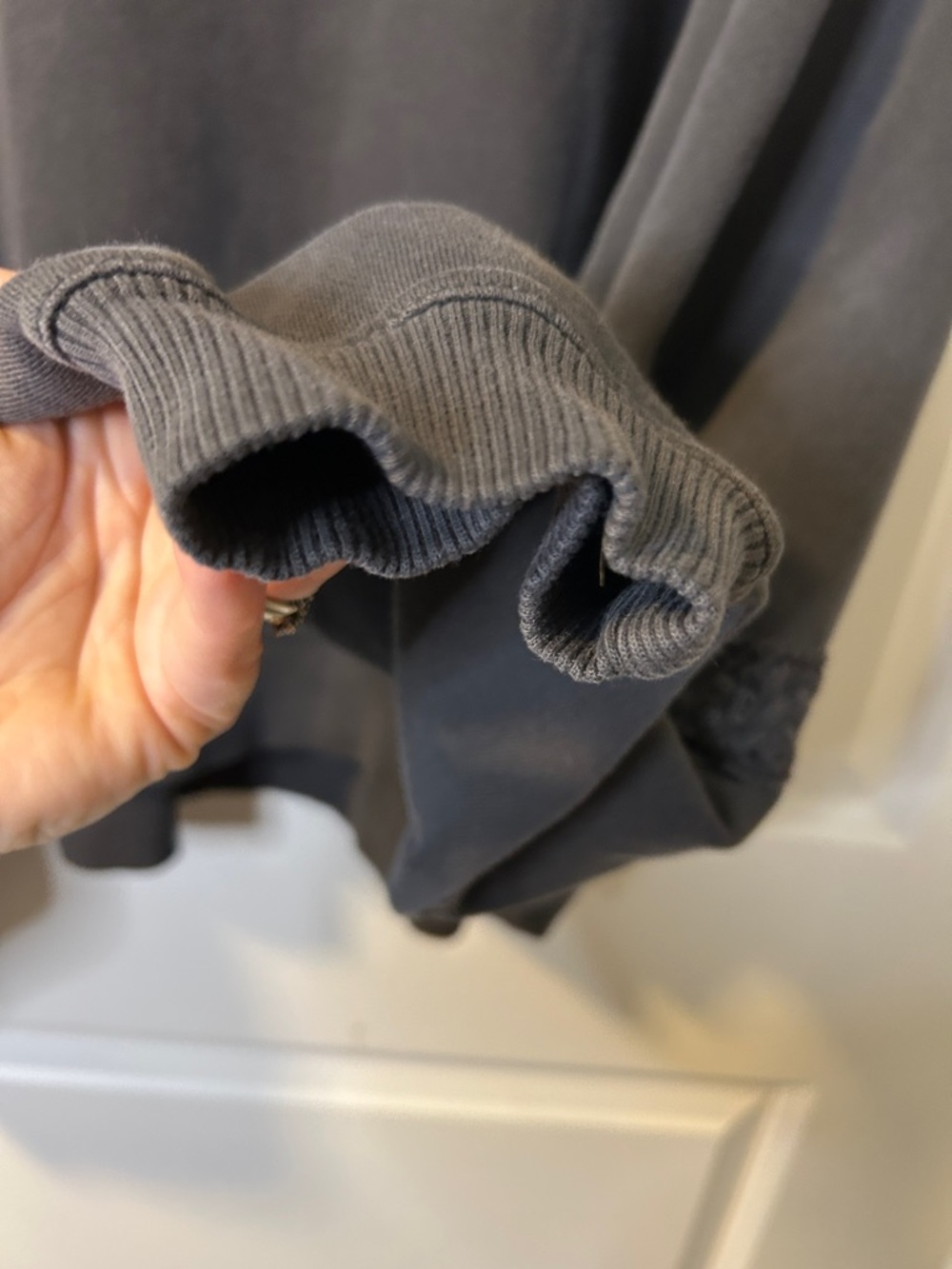 100. aerie Charcoal Lace-Trim Pullover Sweatshirt - Picture 6 of 7